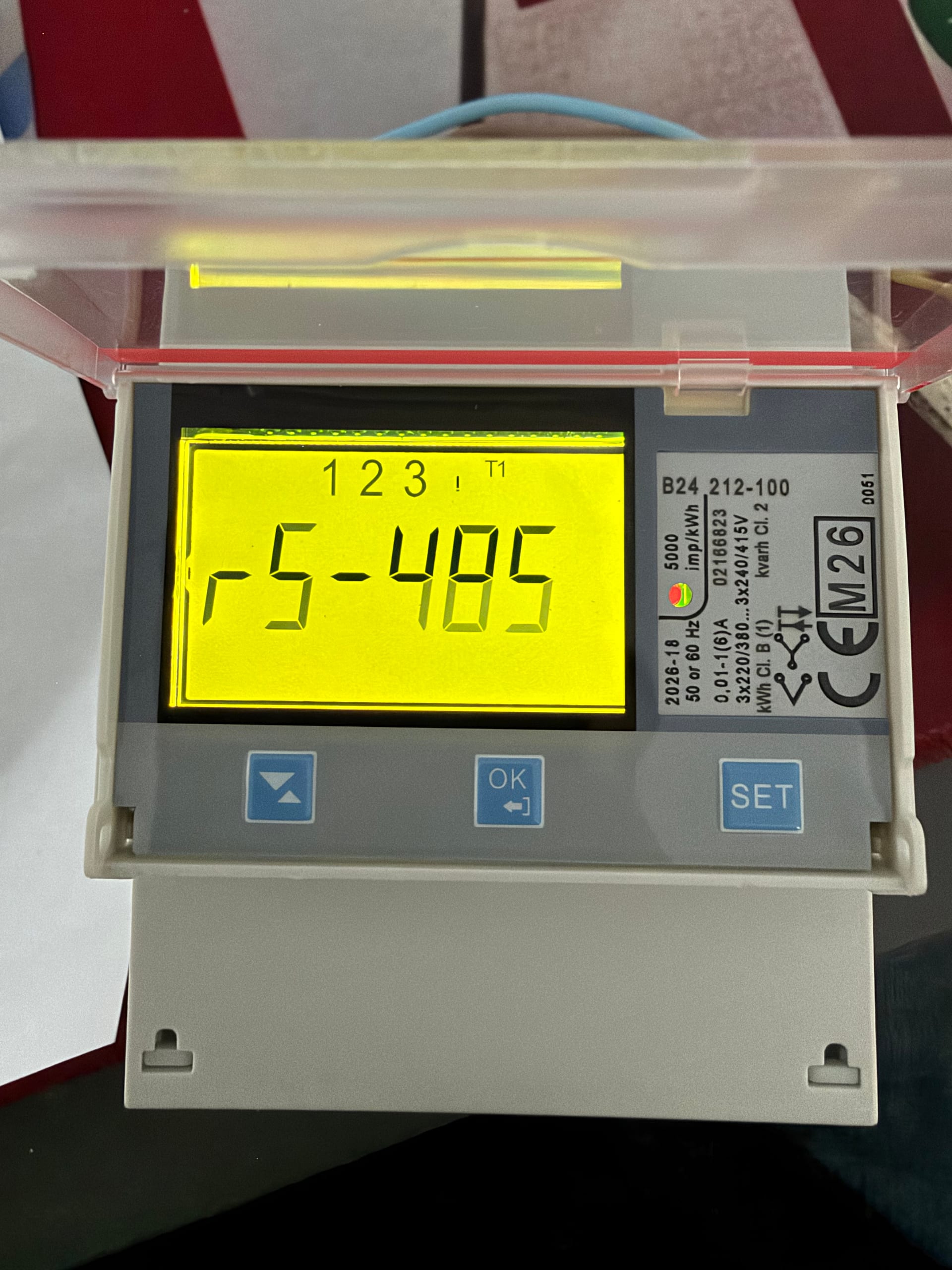Displej elektroměru — menu RS485
