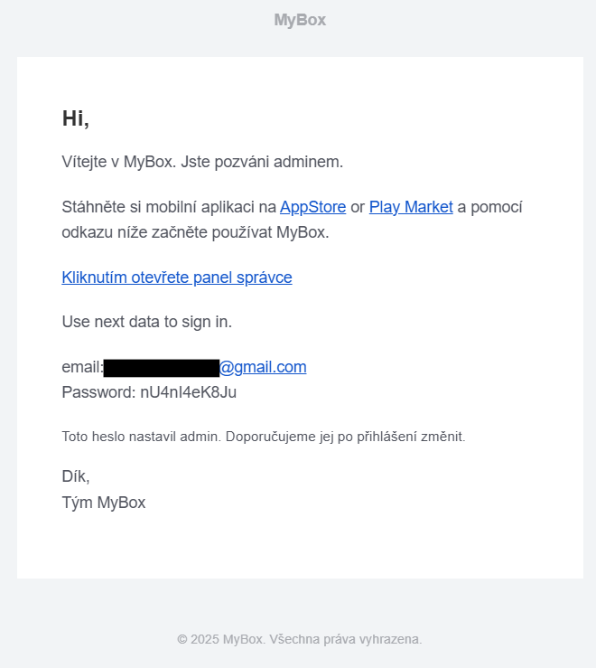 Přístupová práva Company Administrator